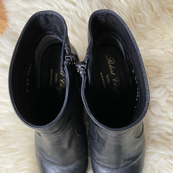 Robert Clergerie Black Toots Leather Wedge Ankle Boots 37 - Picture 3 of 16